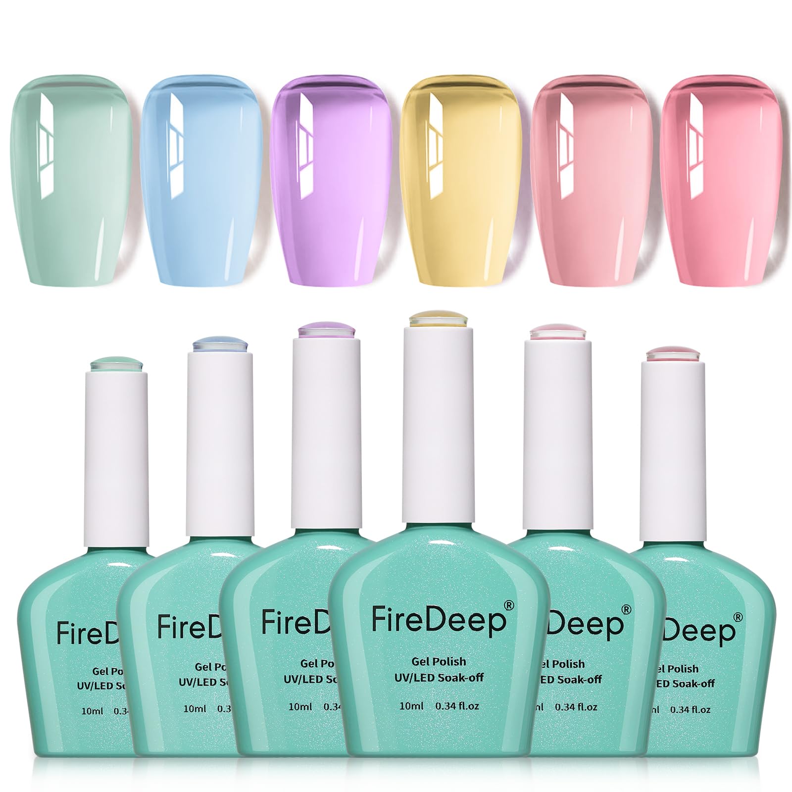 Firedeep 6 Color Summer Pastel Gel Polish Set | Hema Free UV Kit