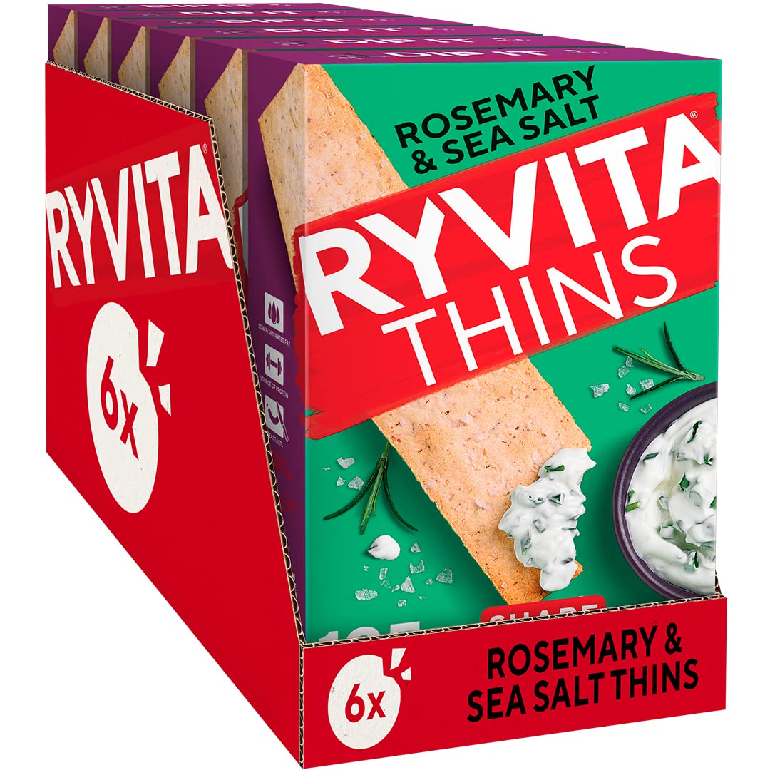 Ryvita Rosemary & Sea Salt Thins Flatbreads - 125g (Pack of 6)
