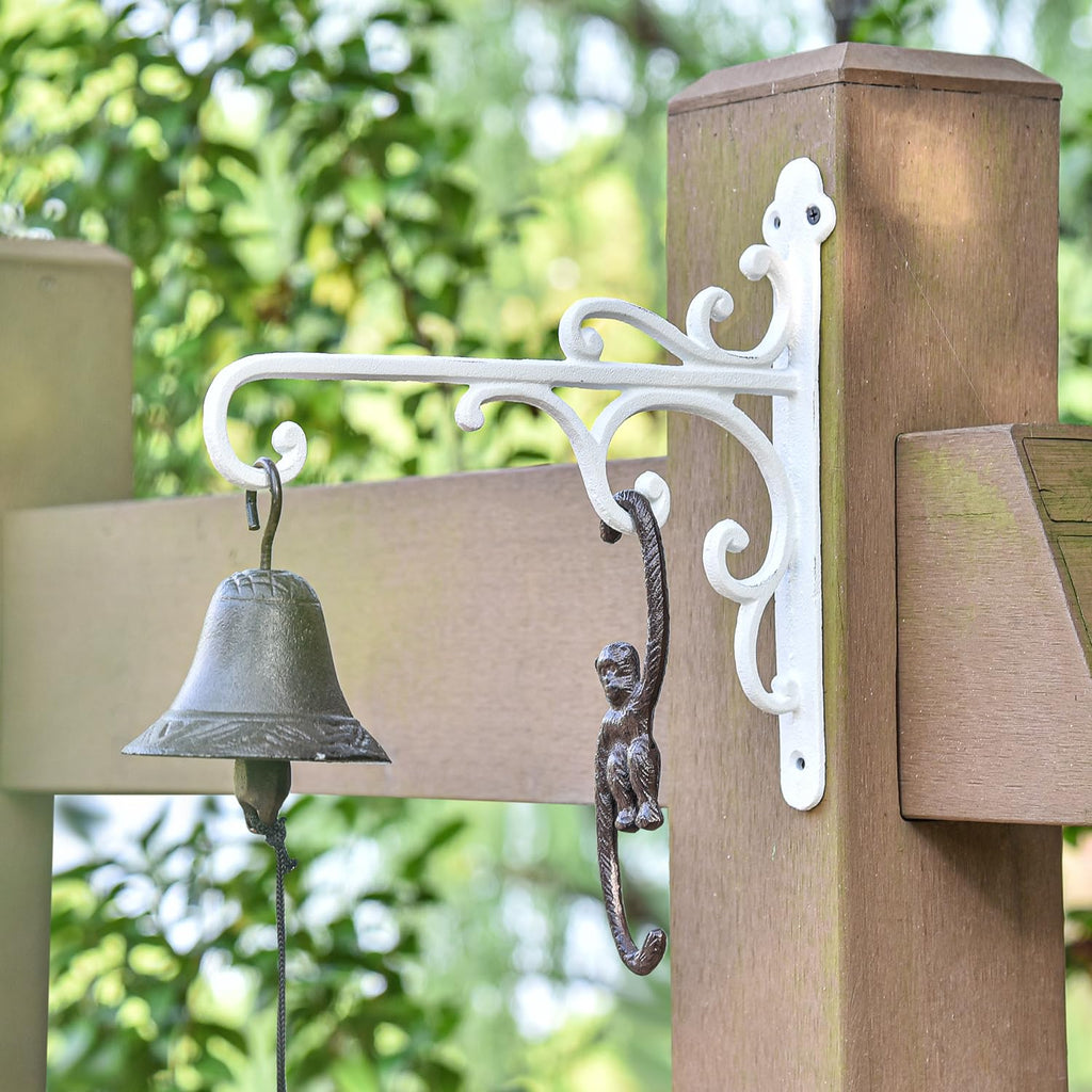 Sungmor Cast Iron Plant Hangers | Heavy Duty Vintage Wall Hooks, White, 2PC