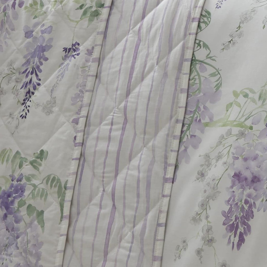 Dreams & Drapes Purple Wisteria Quilted Bedspread – Reversible Floral