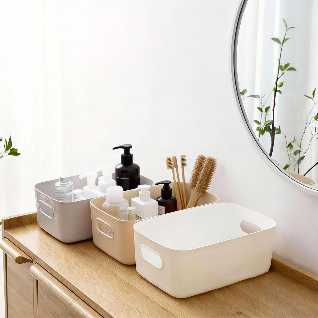 Yeqqzq 12 Pcs Plastic Storage Bins, Storage Basket with Handles, Toy Organizers and Storage Containers for Home Cupboard Kitchen Office Bathroom - image 4