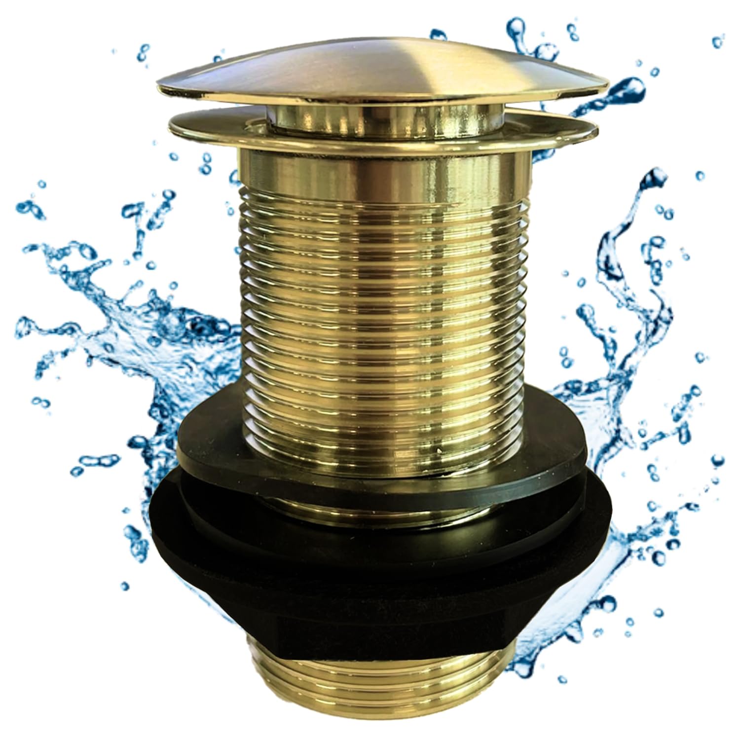 Jolof Store Brushed Gold Basin Waste – Unslotted Brass Click Clack Plug