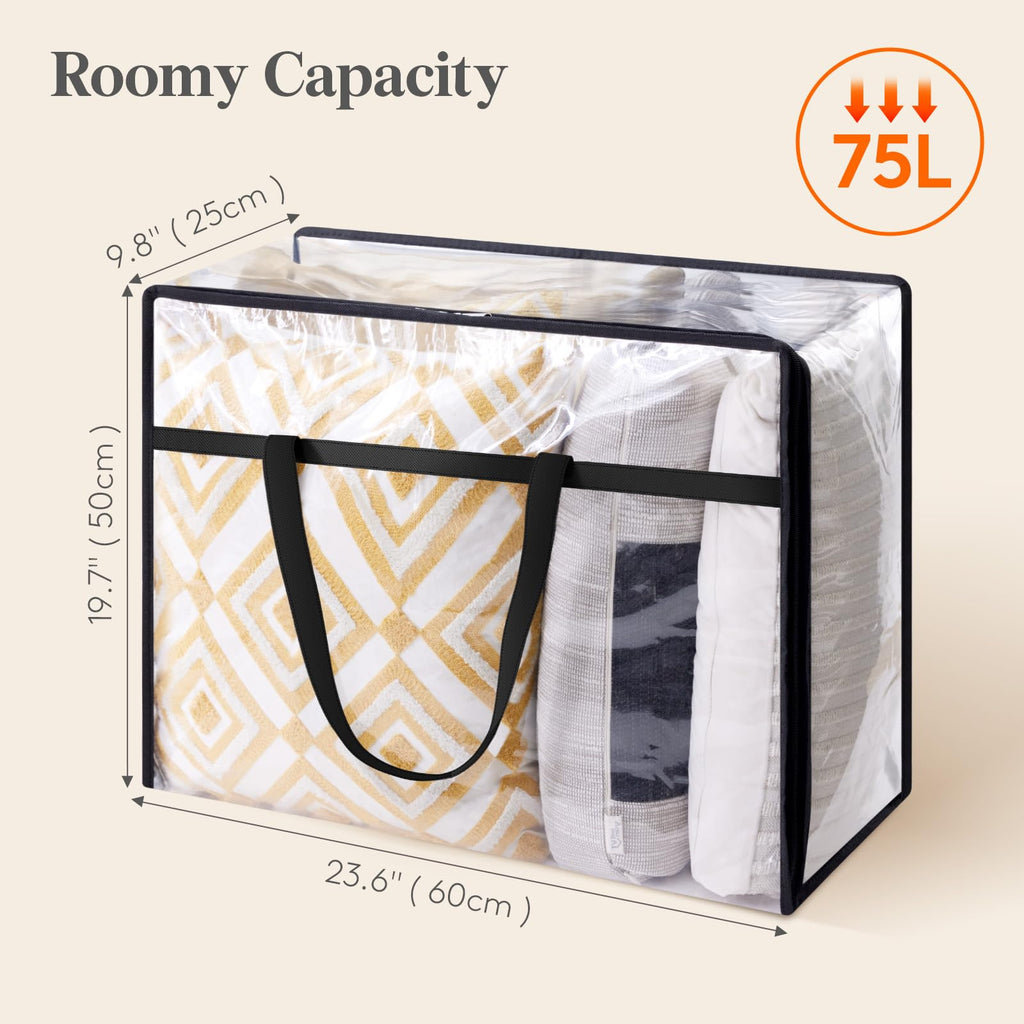 Lifewit 4 Pack Clear Storage Bags, 75L Plastic Clothes Storage Bags - image 3