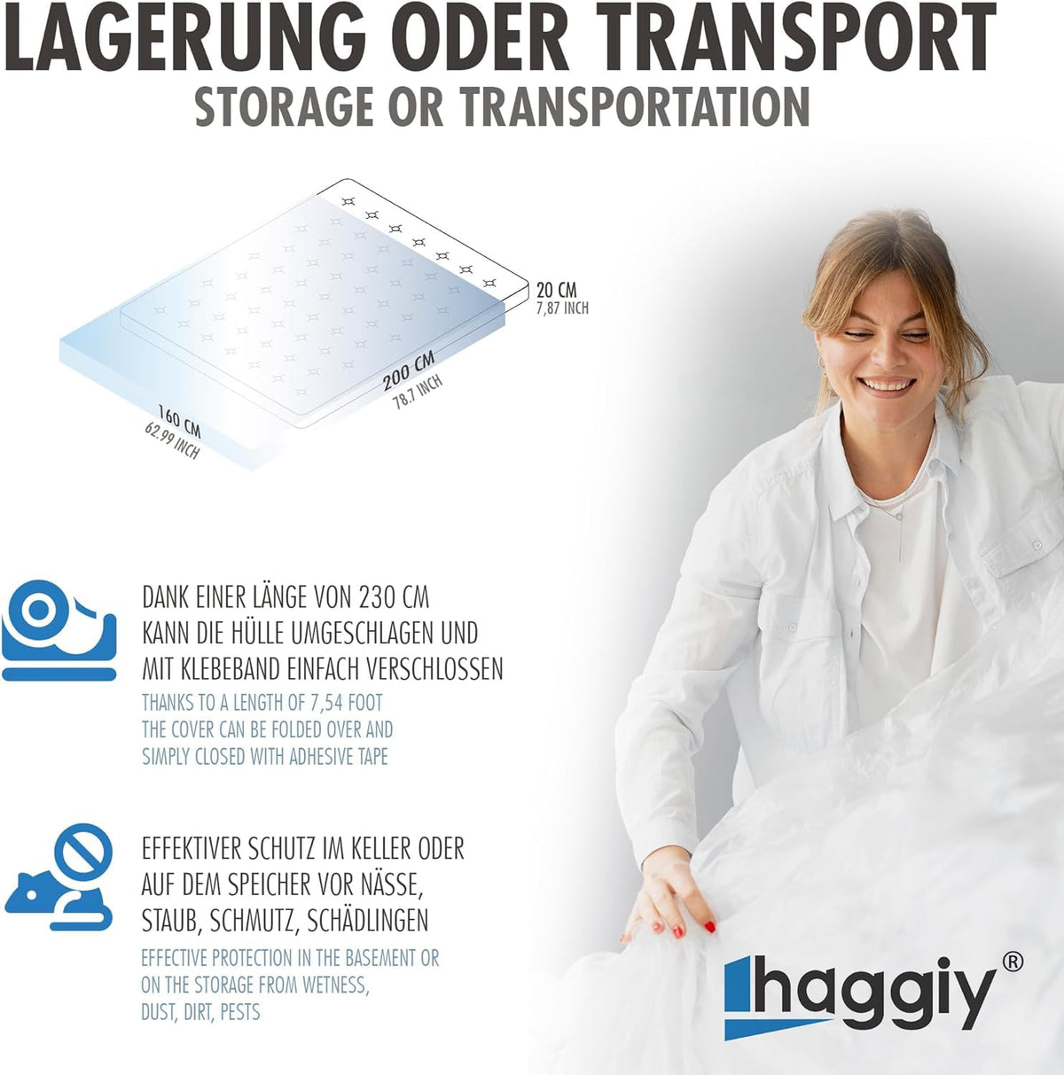 haggiy Mattress Cover Storage Bag 160cm Wide Mattresses Tear-Proof - image 2