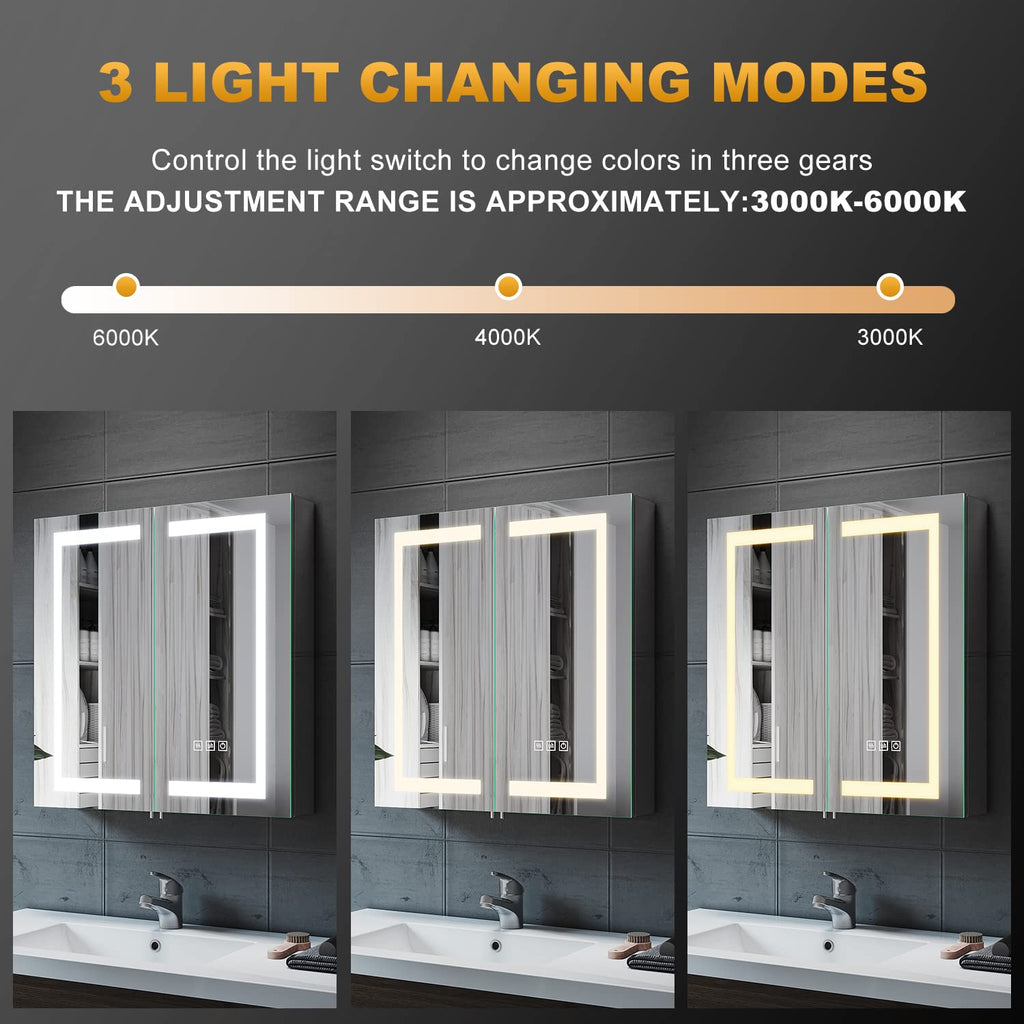 ELEGANT Modern LED Bathroom Mirror Cabinet with Shaver Socket, 630x650mm - image 4