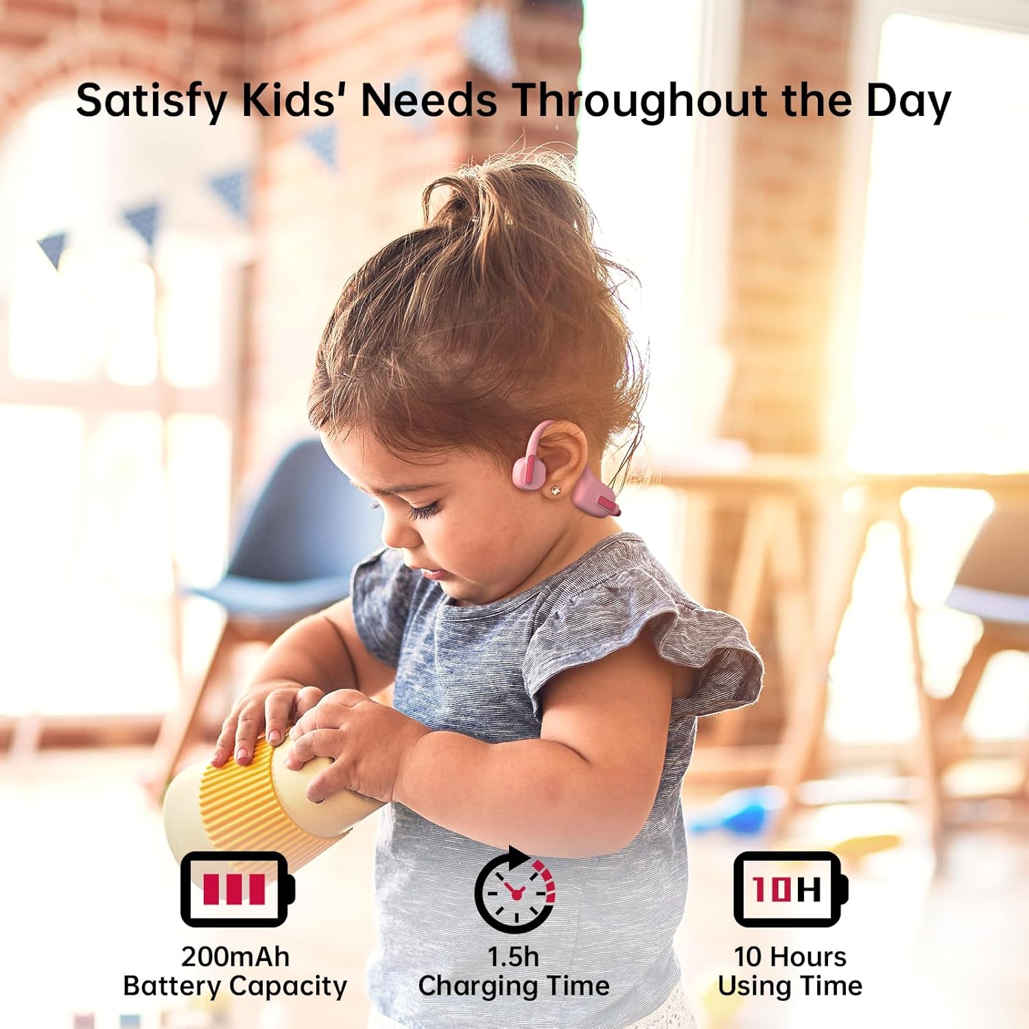 LOBKIN Kids Open Ear Headphones – Bluetooth 5.3 Wireless IPX5 Sports