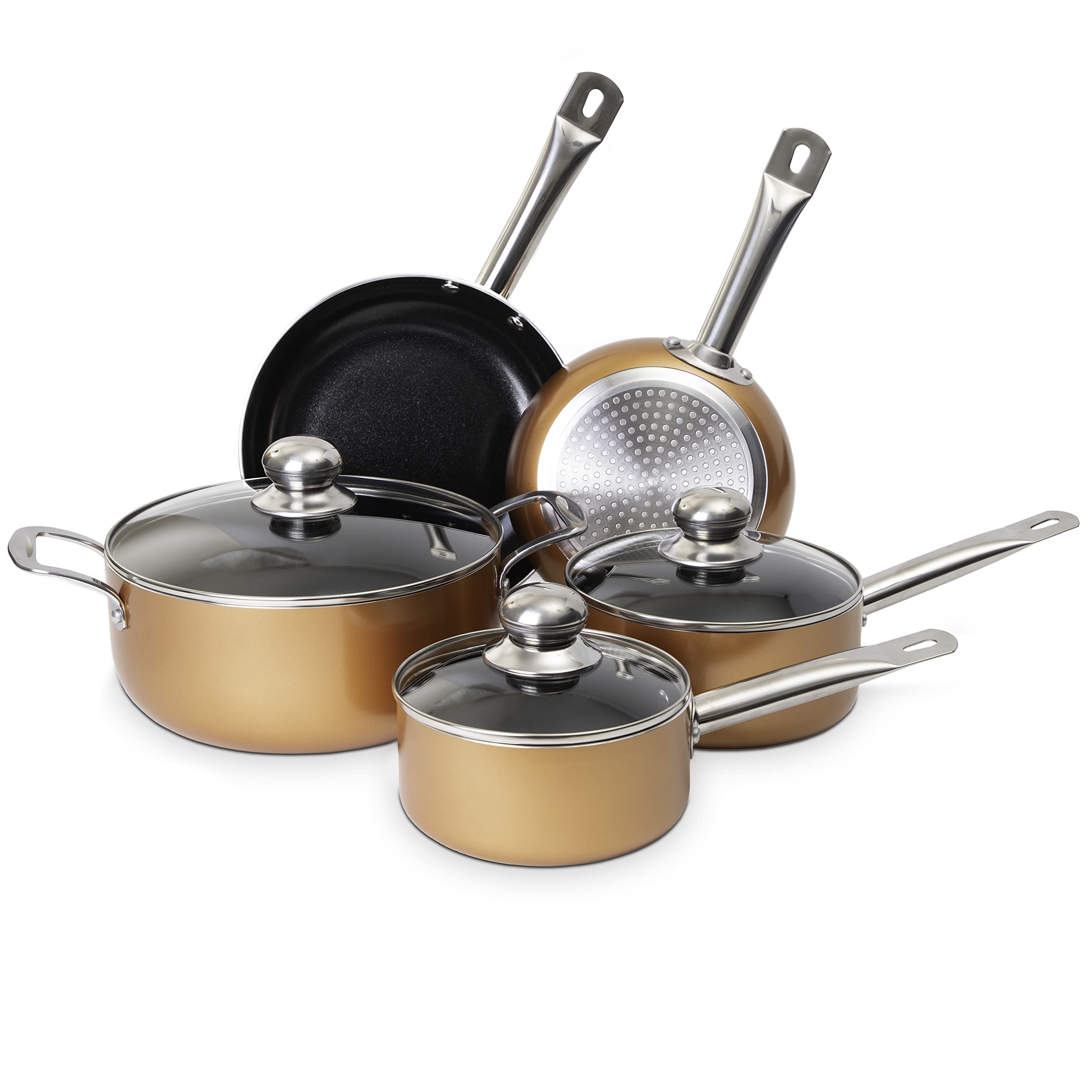 Nuovva 8pc Copper Non-Stick Cookware Set – Ceramic Induction Pots and Pans