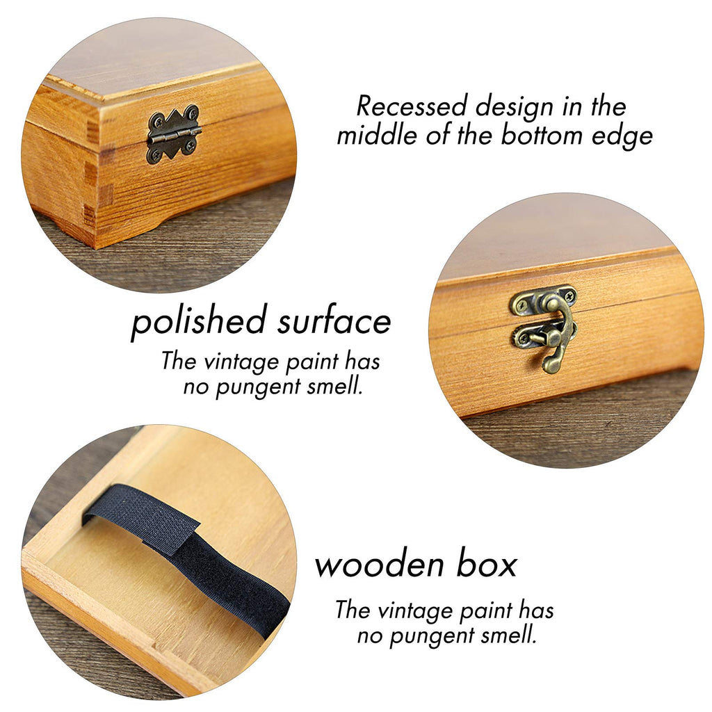 Hztyyier Wooden Pencil Case, Art Supplies Storage Organizer Box, 7.8 x 4.6 x 2.2 inches - image 4