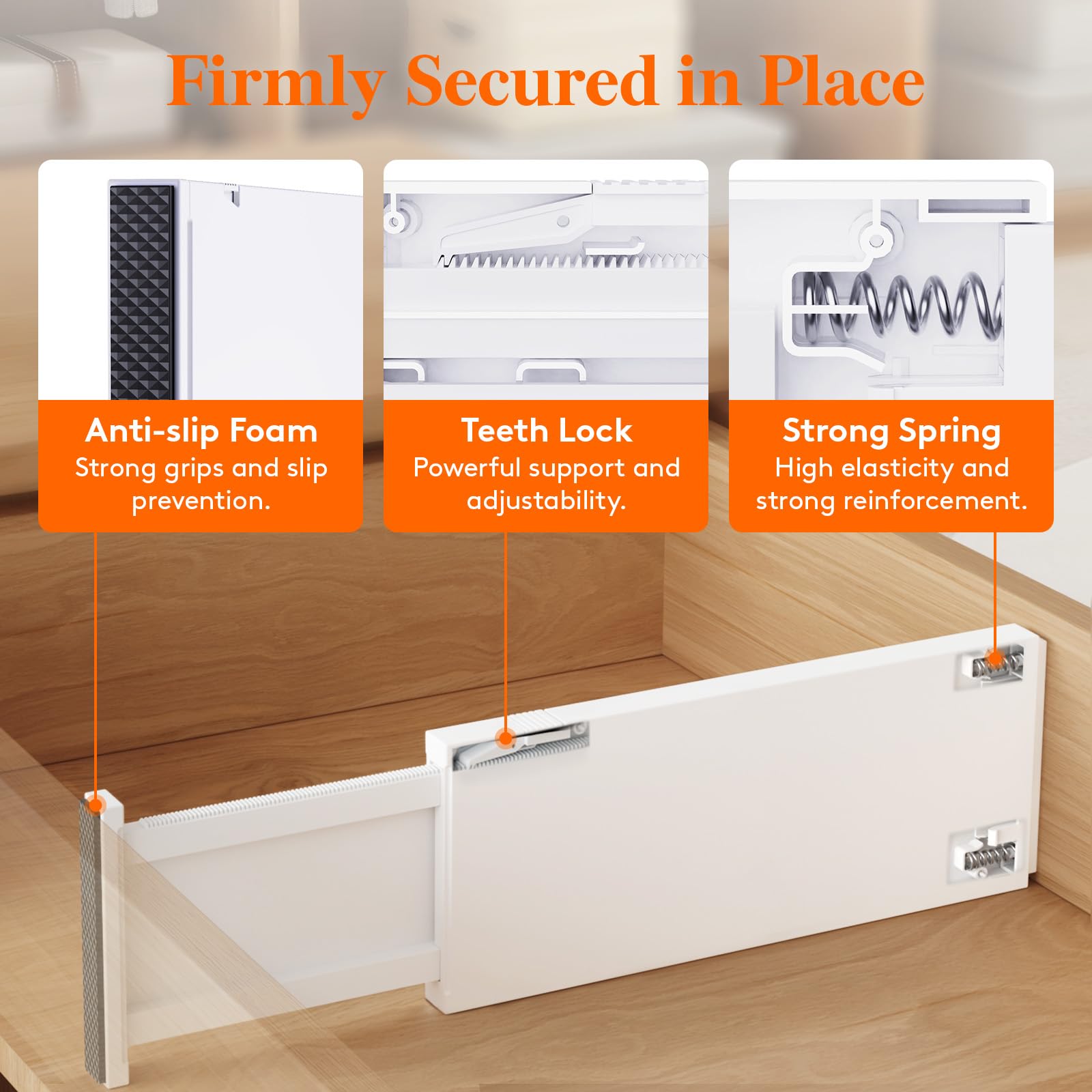 Lifewit 8 Pack Adjustable Drawer Dividers | 13.5-22" Expandable Organizers