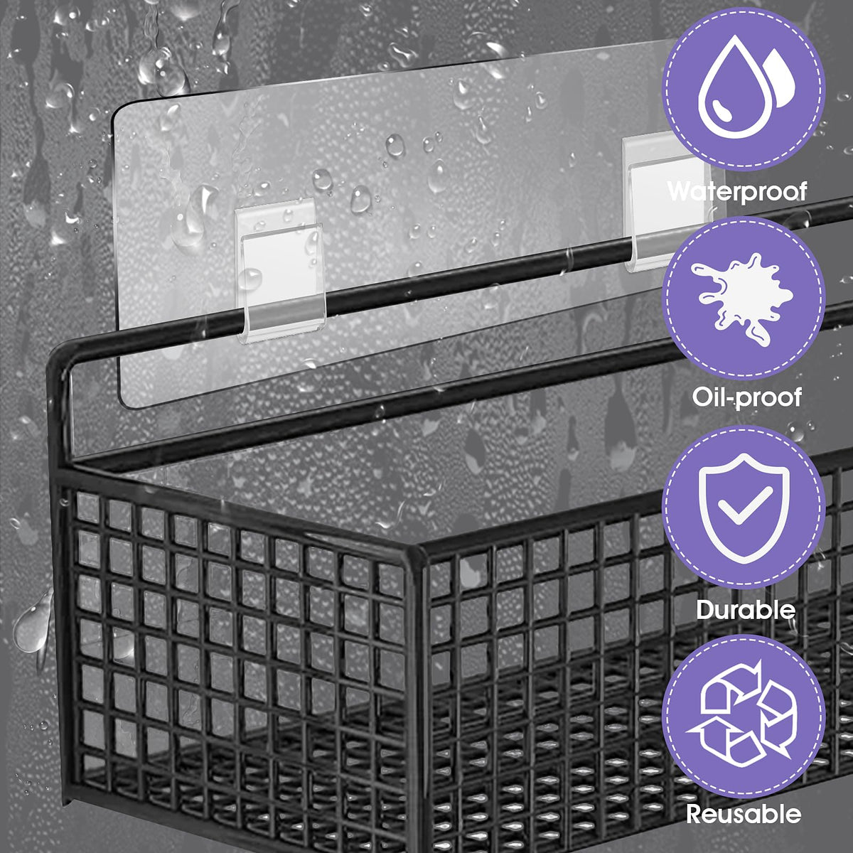 8 Pack Shower Caddy Hook, Clear Adhesive Replacement - No Drilling Waterproof Wall Strong Strips for Corner Storage, Bathroom Shelves and Kitchen Rack - image 2