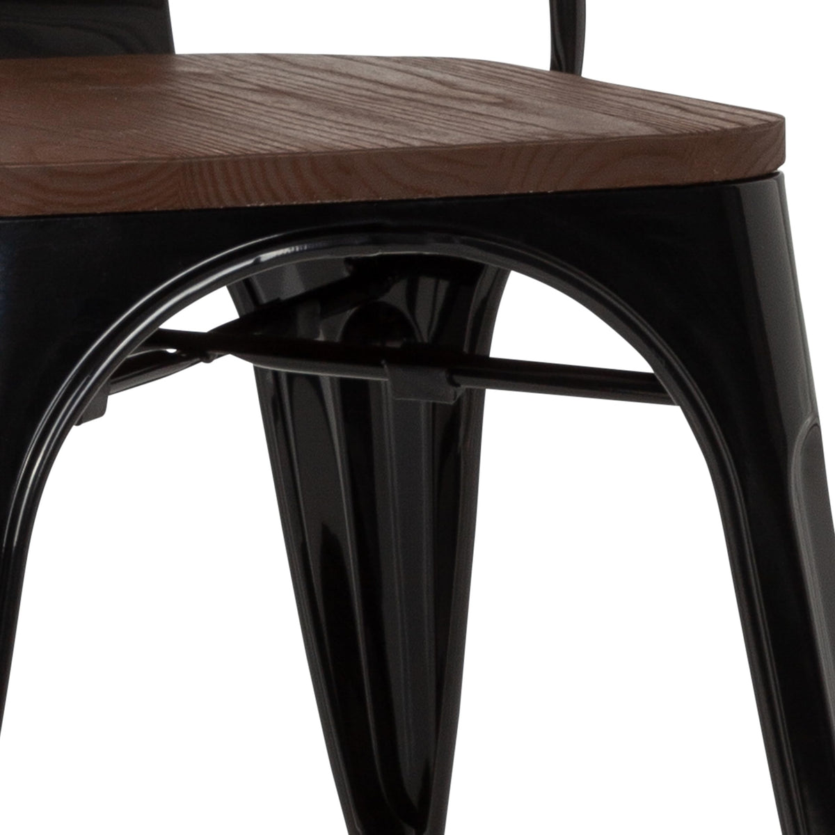 hjh OFFICE 645045 Bistro Chair VANTAGGIO COMFORT W Metal Industrial Design Seat Stackable Black/Wood - image 2