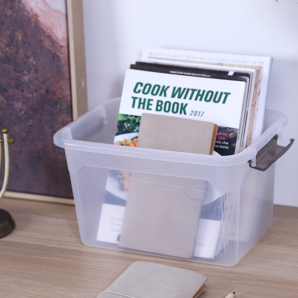 Citylife 8L Clear Plastic Storage Boxes with Lids and Handles – 6 Pack