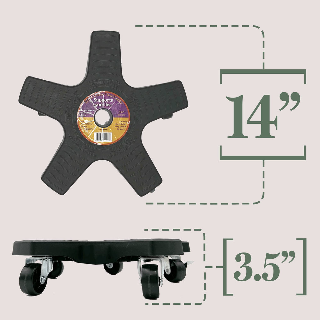 Bosmere Heavy Duty Plant Caddie – 500 lb Capacity Rolling Stand, 14"