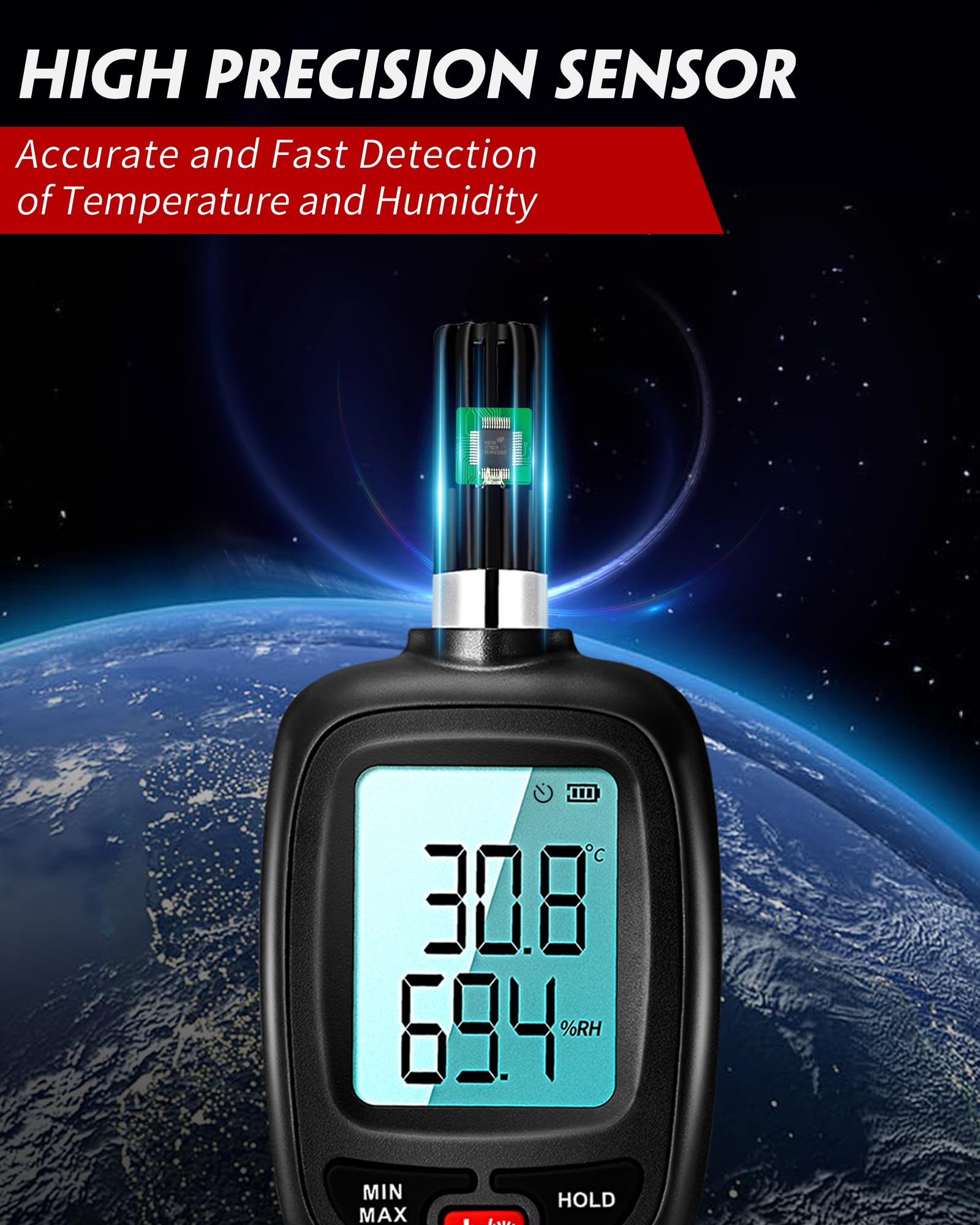 APOMONO WT83 Digital Hygrometer – High Precision Dew Point & Wet Bulb Meter