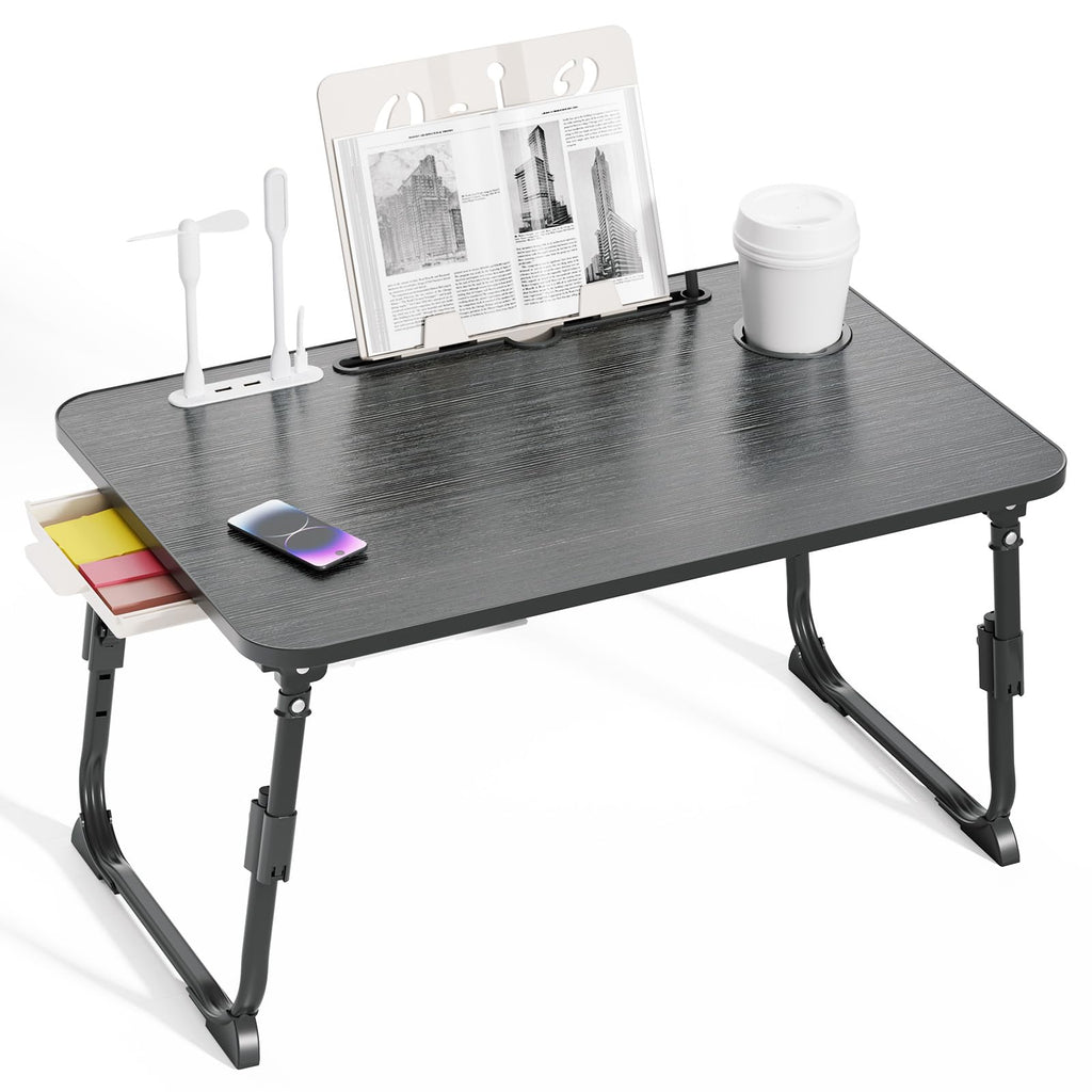BTGGG Laptop Bed Table Height Adjustable, Upgraded Bed Desk with USB Charge Port & Side Drawer - image 1