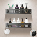 Lekesky Shower Caddy 2-Pack | Rustproof Aluminum Suction Shelf – Gunmetal