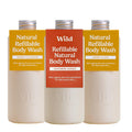 Wild Natural Refillable Body Wash 3 Pack – Compostable Shower Gel Refills