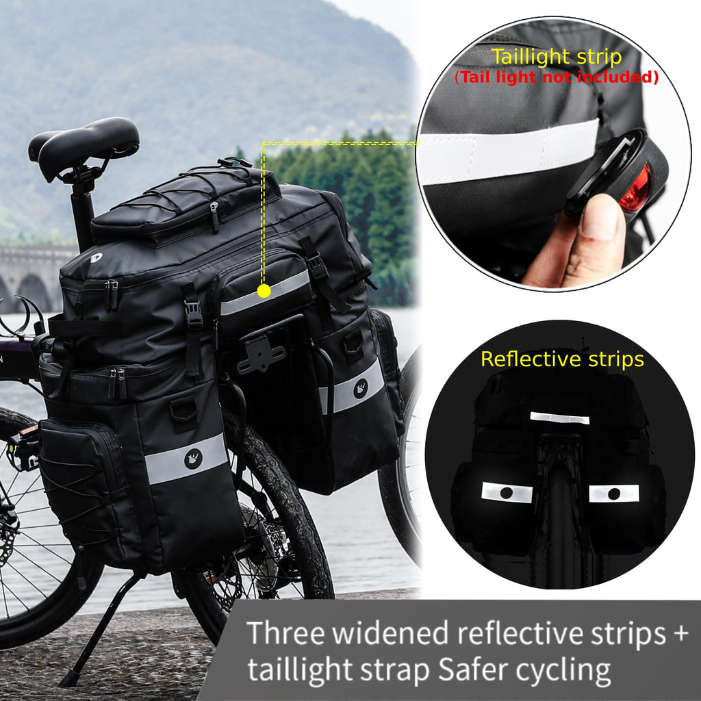 BAIGIO 3-in-1 Bike Panniers | 75L Waterproof Rear Rack Bag & Backpack