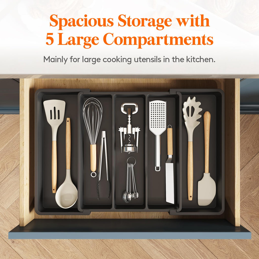 Lifewit Expandable Utensil Drawer Organiser | Large Plastic Cutlery Tray