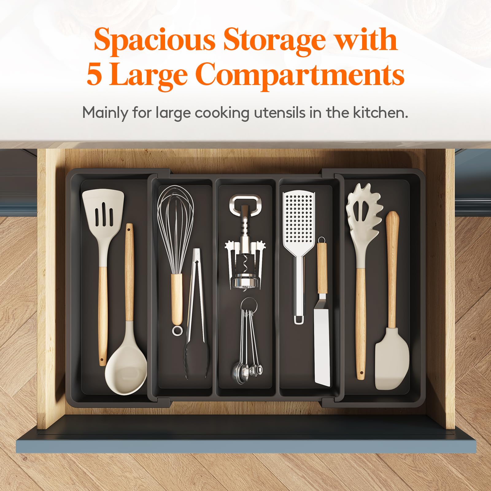 Lifewit Expandable Utensil Drawer Organiser | Large Plastic Cutlery Tray