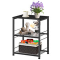 Nandae 3-Tier Side Table – Rolling Nightstand with Wood Top, Black