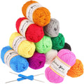Fuyit 100% Acrylic Double Knitting Yarn Set - 12 Colors with Crochet Hooks