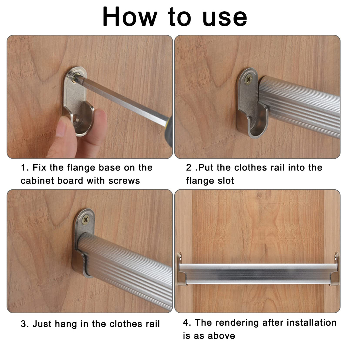 Oval Wardrobe Hanging Rail Rod Pole Socket, Stainless Steel Pipe Bracket, Wall Mount End Supports for Closet Curtain 16mm 20Pcs - image 5