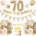 70th Birthday Decorations - Gold & White Balloon Banner Kit