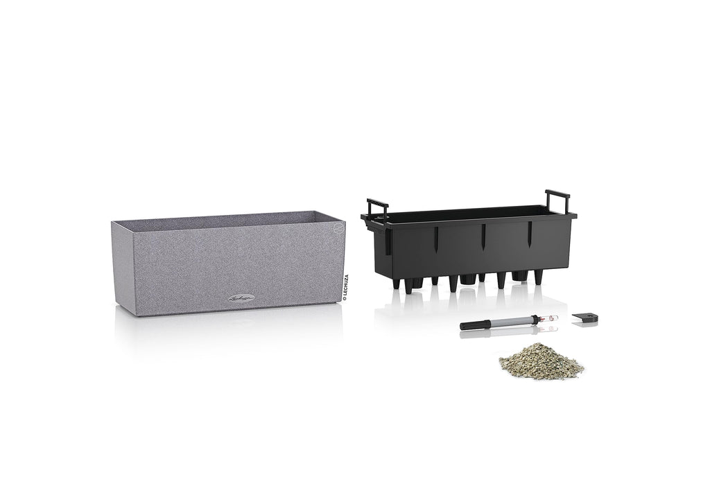 Lechuza Balconera Stone 50 Self-Watering Planter | Stone Grey Window Box