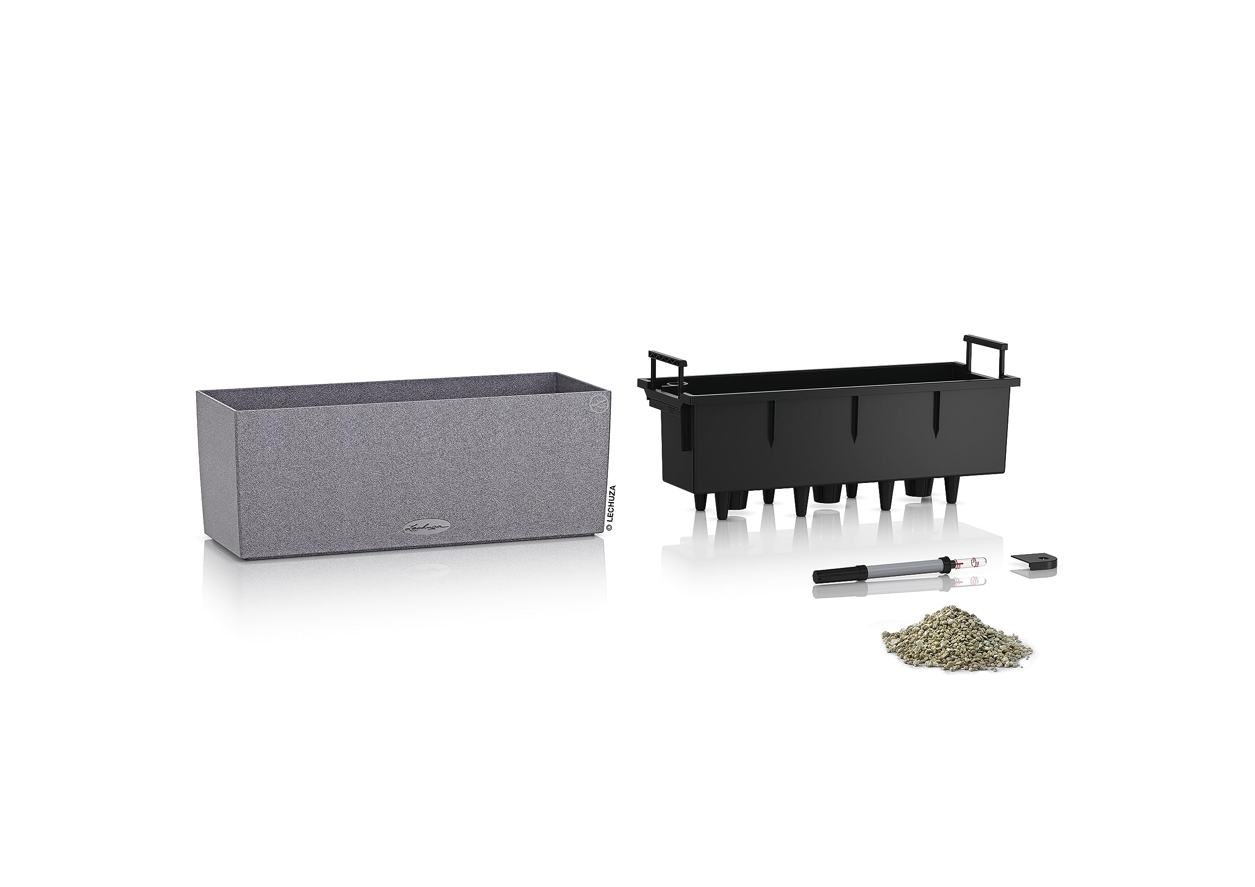 Lechuza Balconera Stone 50 Self-Watering Planter | Stone Grey Window Box