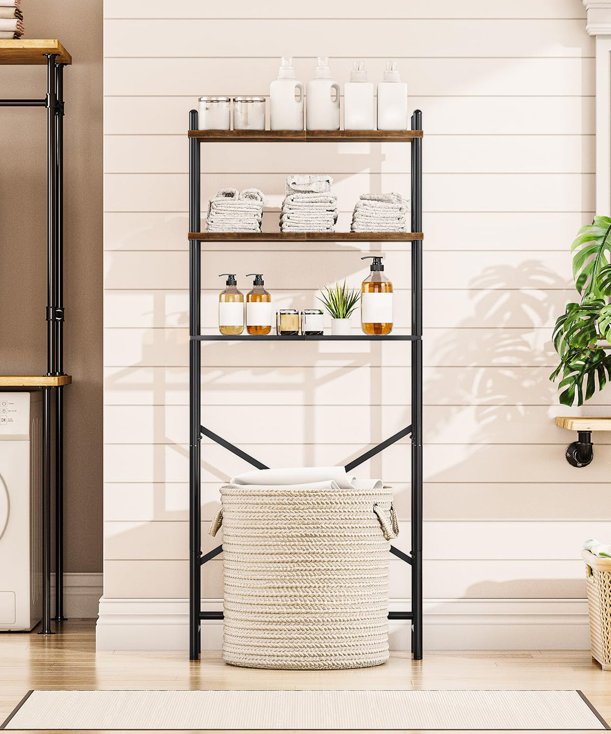 HOOBRO Over Toilet Storage Unit Bathroom Shelf, 3-Tier Bathroom Storage Unit, Freestanding Above Toilet Storage Rack with Adjustable Feet - image 3