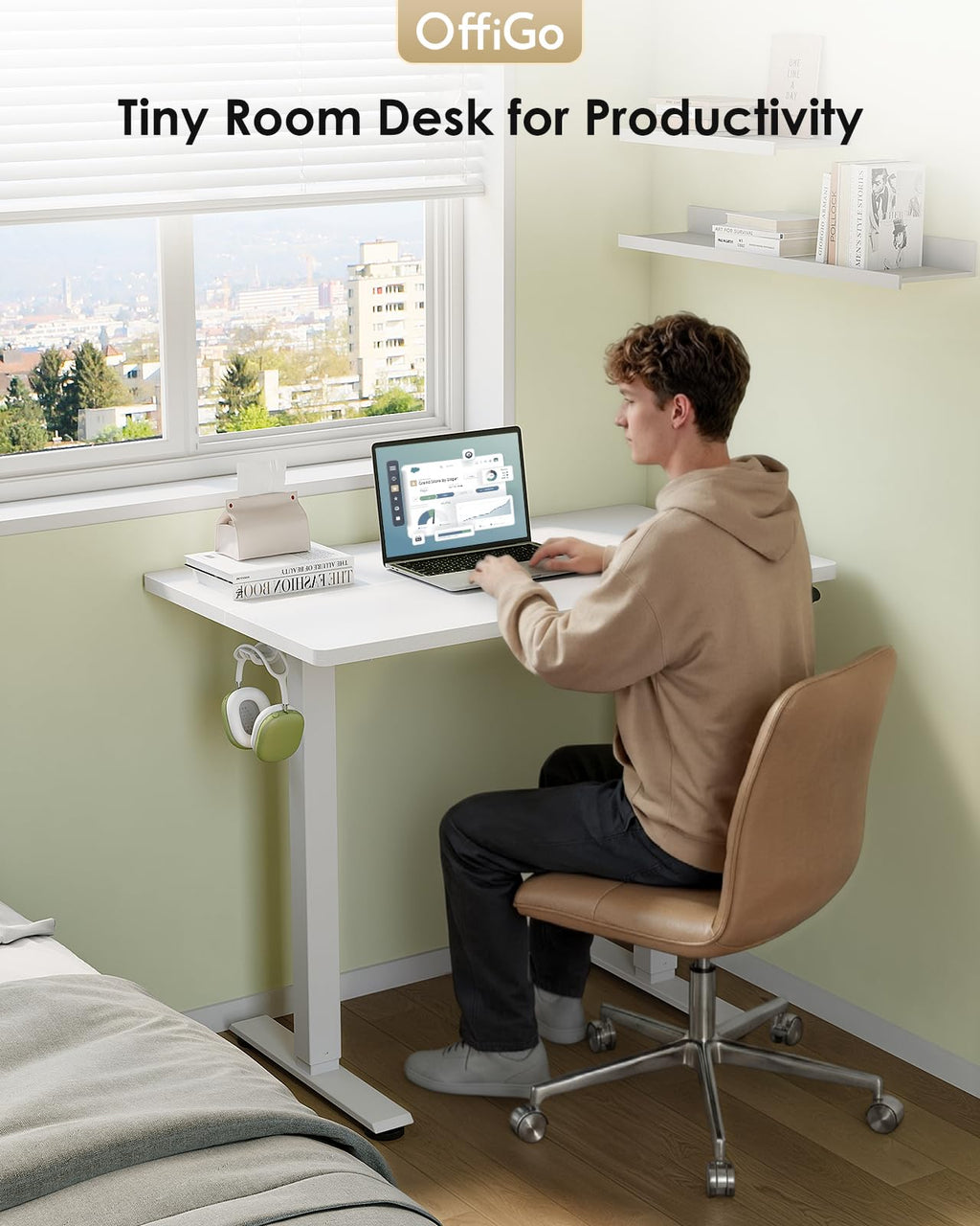OffiGo Standing Desk, Small Height Adjustable Desk with 3 Memory Heights - image 2