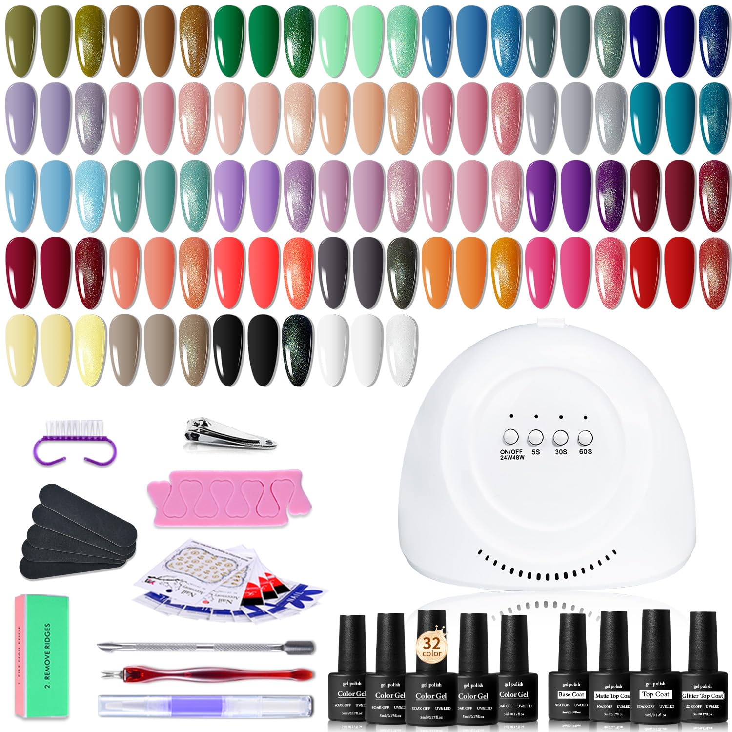 Gel Nail Polish Kit with 36W UV Light - 32 Colors Manicure Set