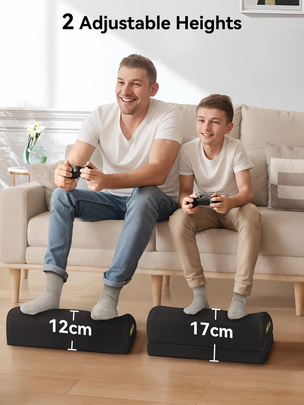 HEETA Foot Rest Under Desk, Ergonomic Footrest Adjustable 2 Optional Height Desk Foot Rest Foam Non-Slip Foot Stool for Home, Office & Gaming Black - image 4