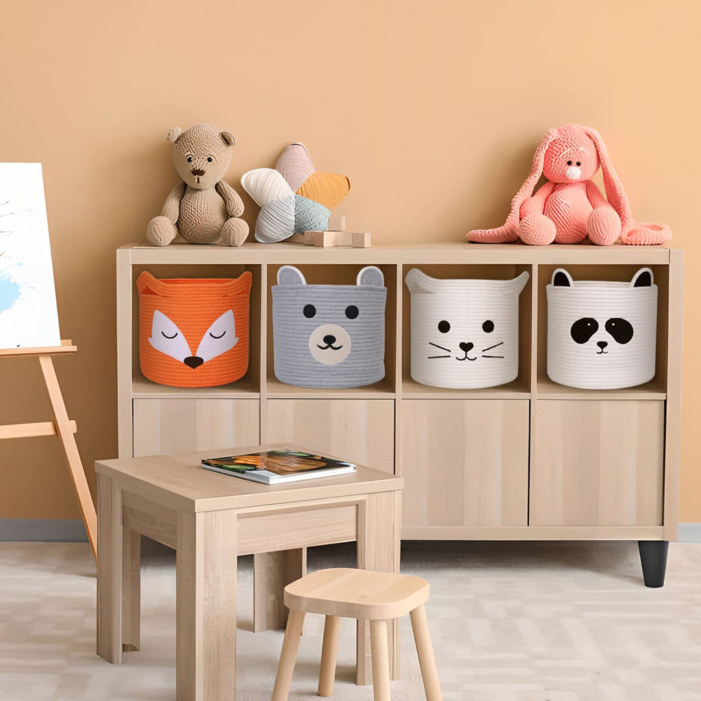 ACOHSY Cotton Rope Storage Baskets – Set of 3 Animal Kallax Toy Boxes