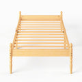 Hunlostten Bamboo Single Bed Frame – Metal Slat Platform with Storage
