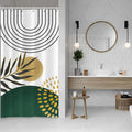 Boho Shower Curtain – Abstract Gold Leaves Waterproof Polyester
