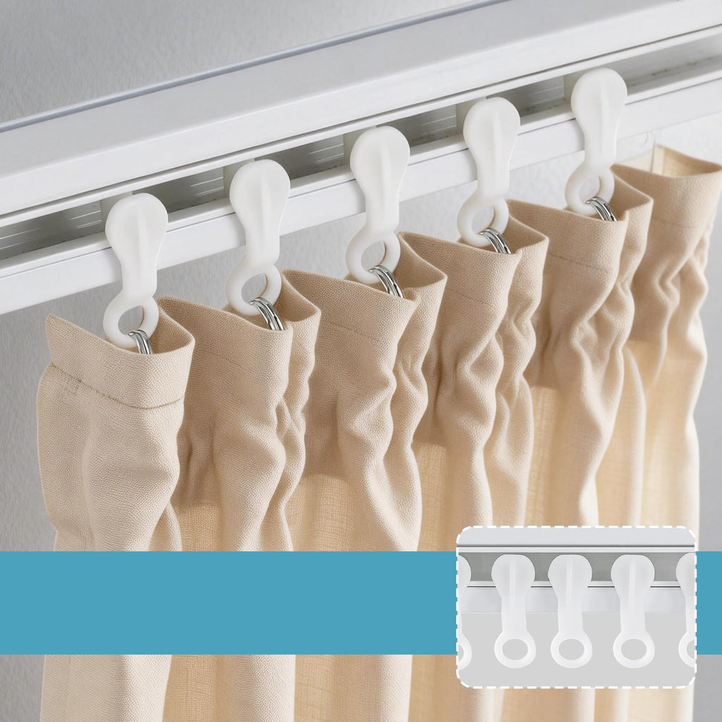 100 Pieces Plastic glider Curtain Hooks for curtains white,2.7x0.9mm