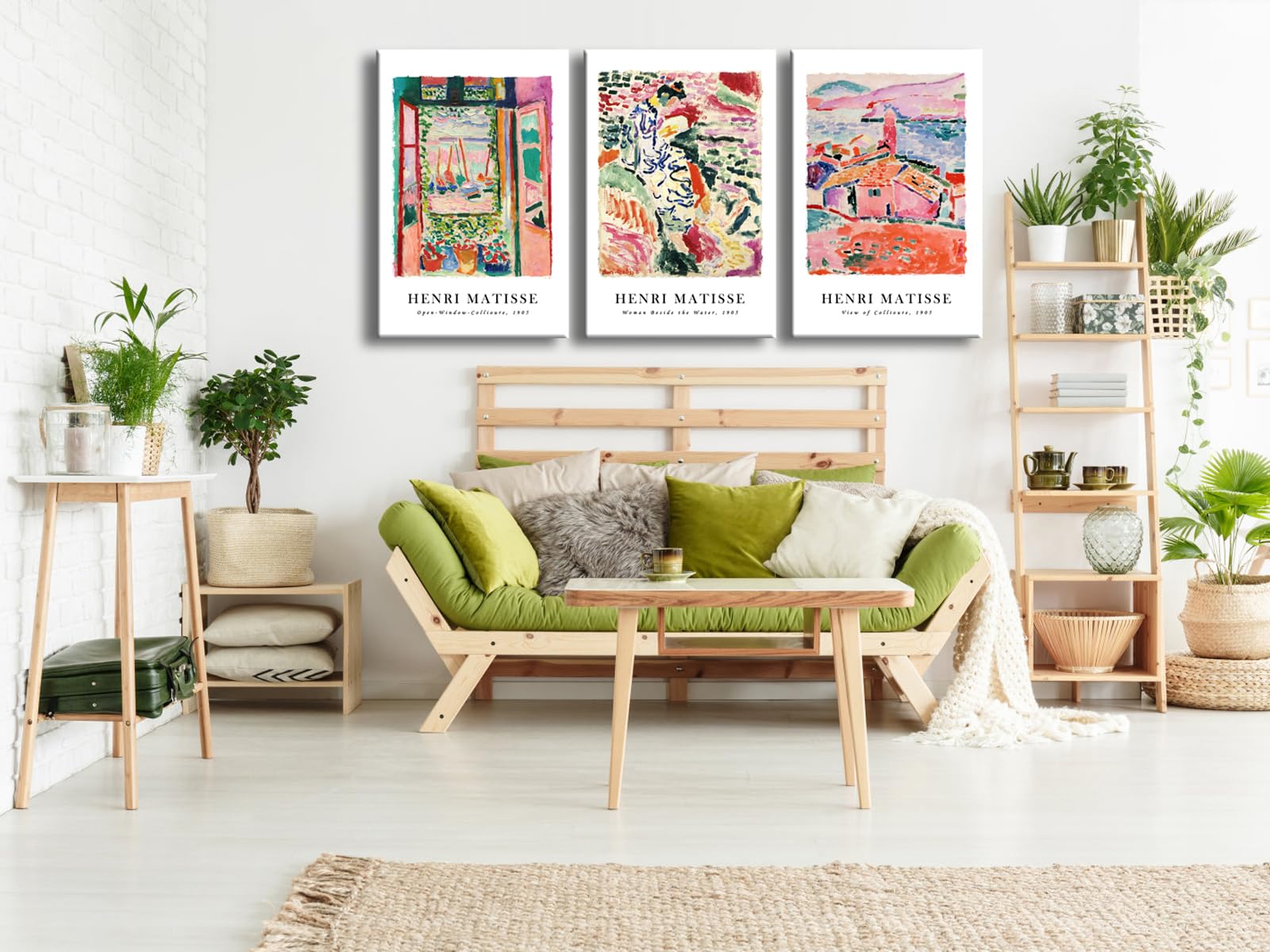 Wieco Art Henri Matisse Abstract Canvas Wall Art - 3 Piece Set 16x24in