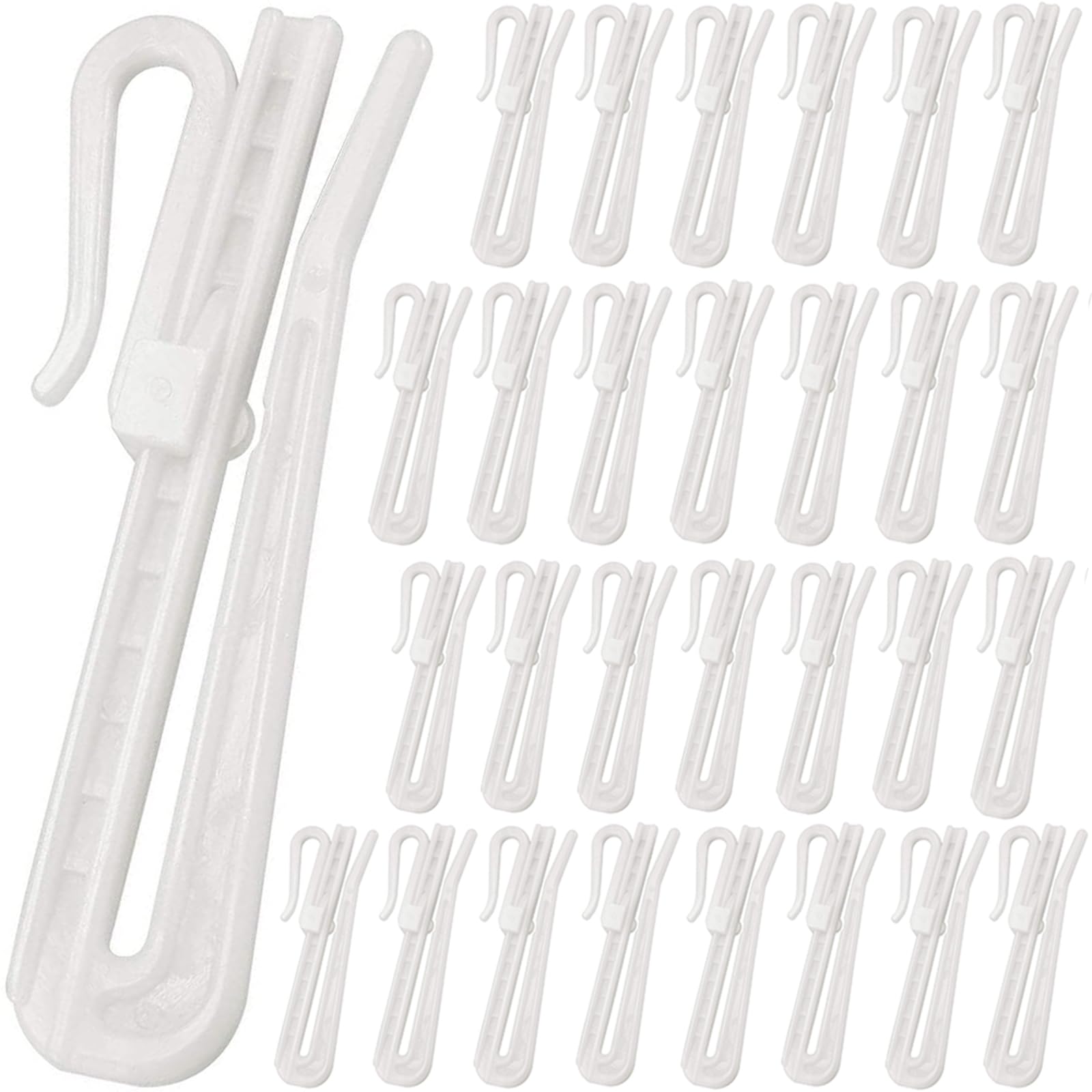 50 Pcs Adjustable Pinch Pleat Curtain Hooks – 90mm White Plastic