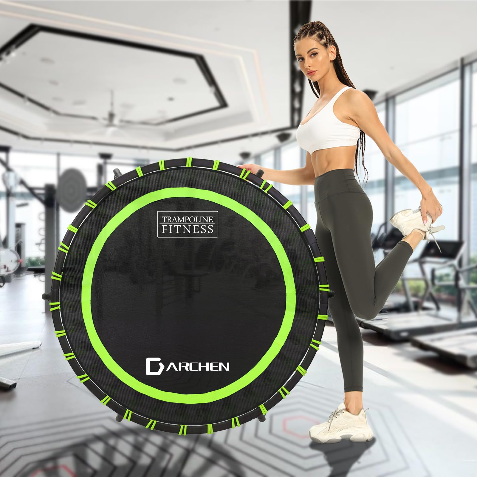 DARCHEN Mini Rebounder Trampoline – 150KG Bungee Fitness Workout, 100cm