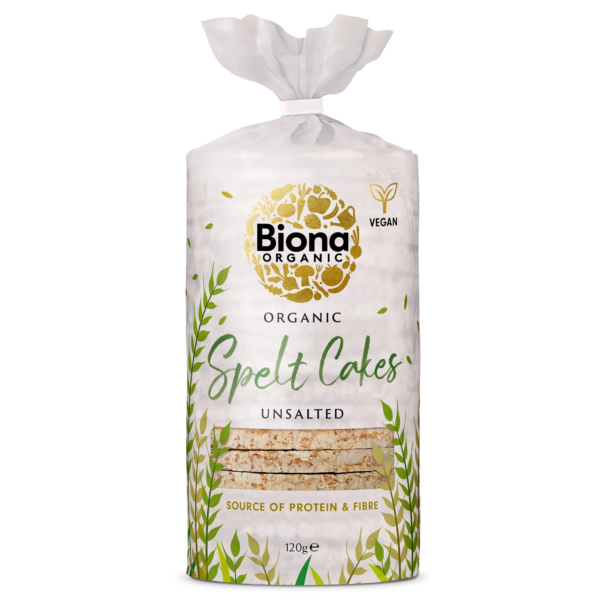 Biona Organic Unsalted Spelt Cakes – Vegan & Fiber Rich, 12 x 120g
