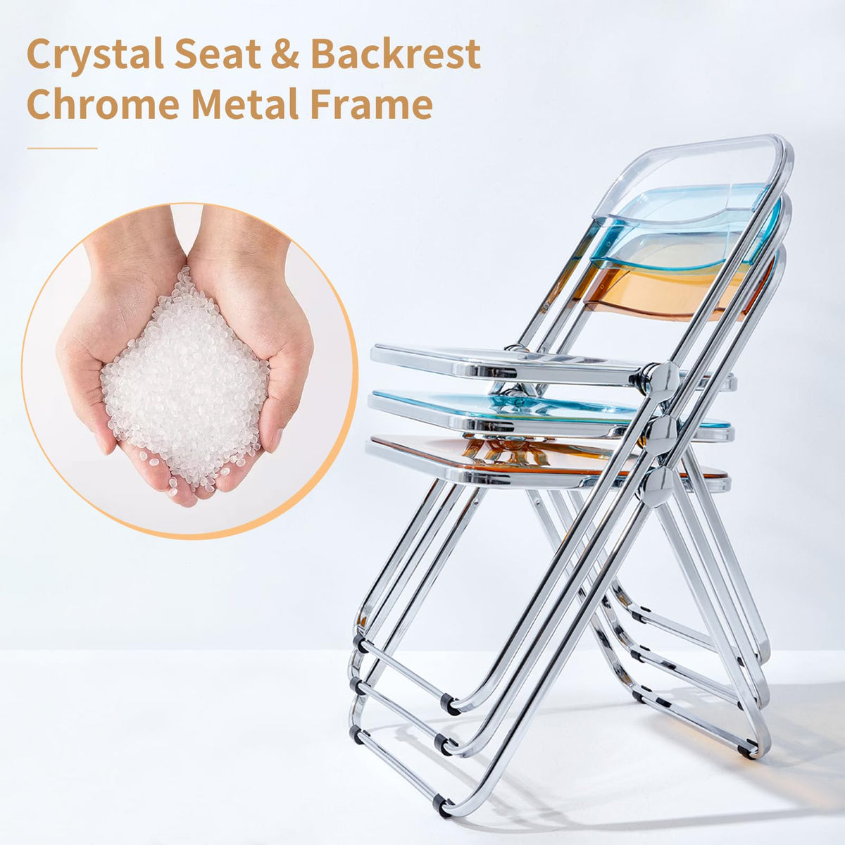 KAIHAOWIN Luxury Modern Transparent Folding Chair Acrylic Stacking Chairs with Crystal Seats-PC Plastic for Living Room and Outdoor Use - image 4