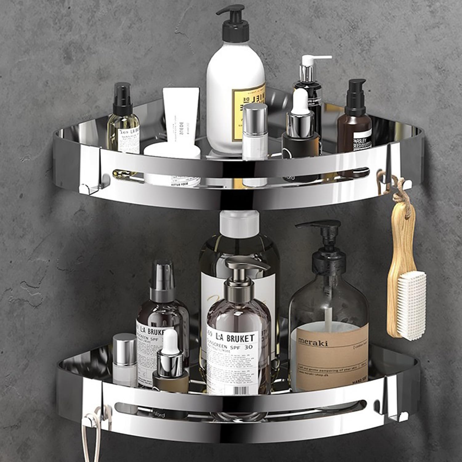 RCQD Corner Shower Caddy | SUS304 Stainless Steel Adhesive Shelf - 2 Pack