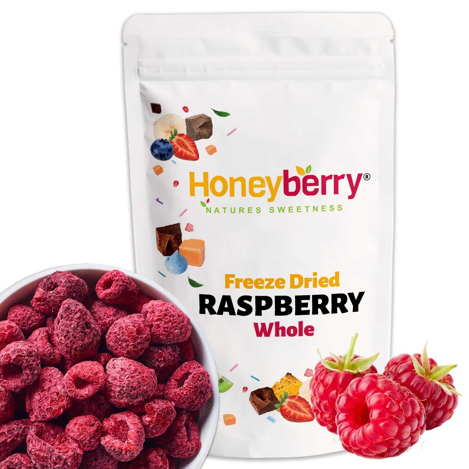 Whole Freeze Dried Raspberries – 200g Natural Keto Snack