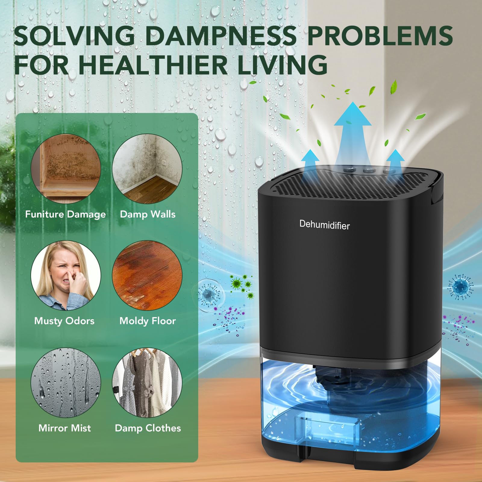 NexGlow 1000ml Portable Mini Dehumidifier – Quiet Electric for Bedroom