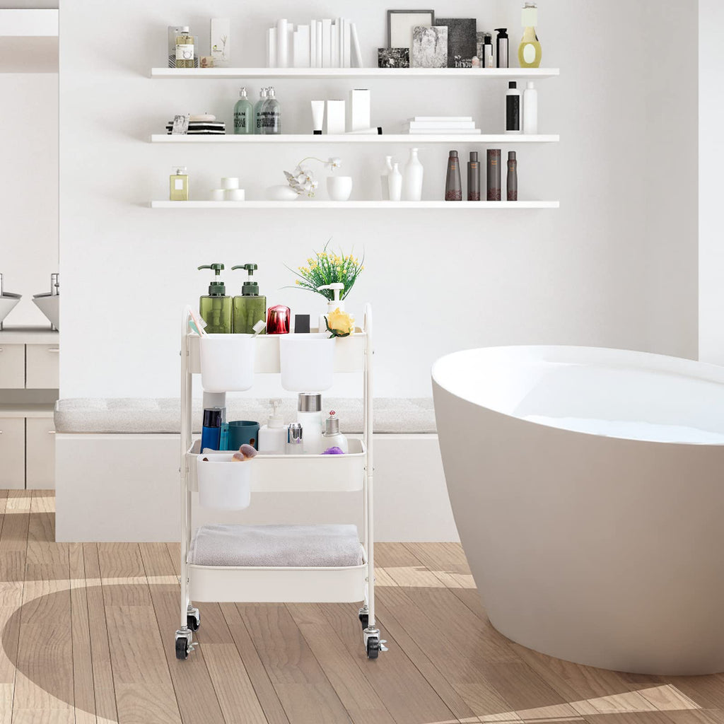 DOEWORKS Storage Trolley on Wheels Metal Kitchen Trolley Craft Trolleys - image 3