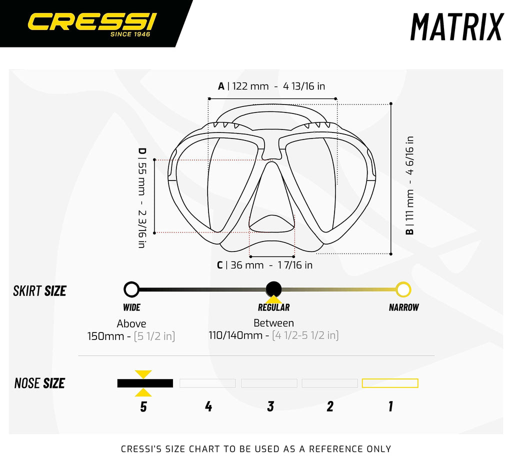 Cressi Matrix Snorkeling Mask – Low Volume Silicone Scuba Gear, Yellow