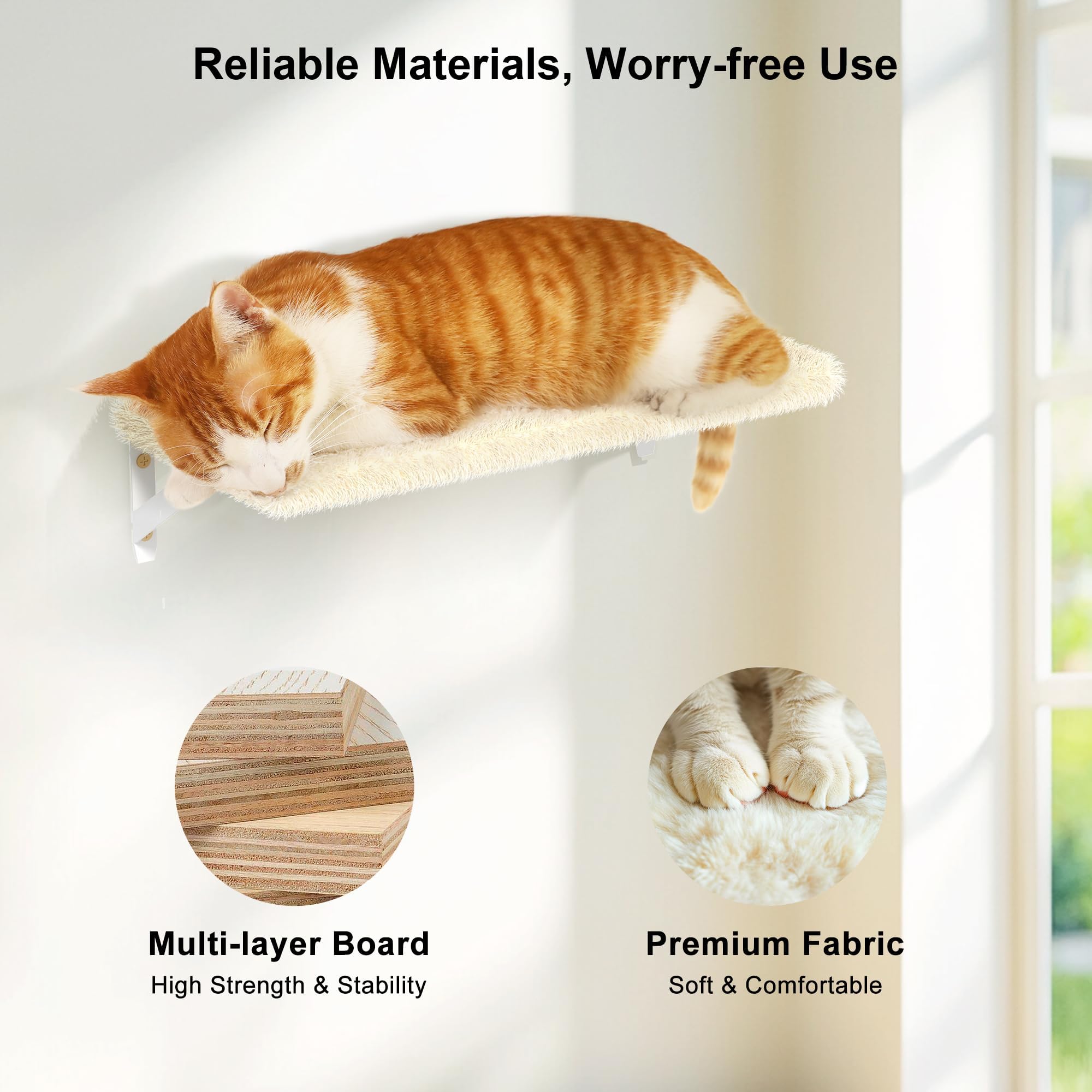 FUKUMARU 4-in-1 Cat Wall Shelves | Wooden Furniture Set with Scratching Post