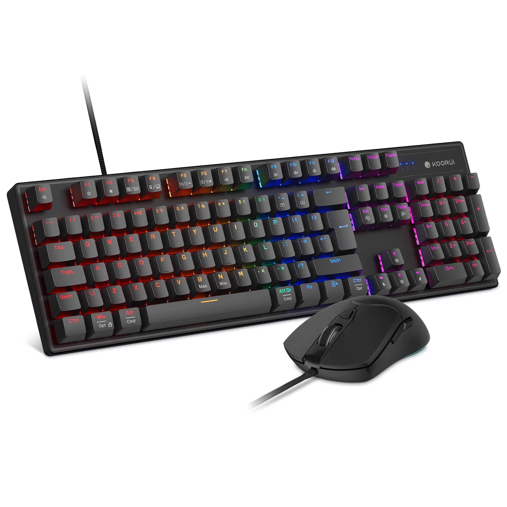 KOORUI Wired Gaming Keyboard and Mouse Combo | Mechanical Red Switch